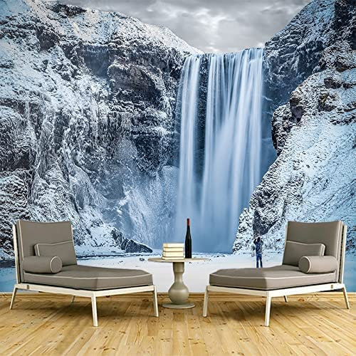 Foto Wohndekoration Winter Schnee Wasserfall Naturlandschaft Schlafzimmer Tapete Wandkunst Wandbild 3D Tapetenpaste Wohnzimmer Die Wand Für Schlafzimmer Kinderzimmer Wan 400 (Breite) x 280 (Höhe) cm