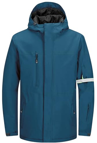33,000ft Herren Skijacke Wasserdichte Winddichte Warme Winterjacke | Outdoorjacke, Funktionsjacke, Snowboardjacke, Softshell Jacke mit Reflektierende Armbänder, Temperaturanzeige, Kapuze