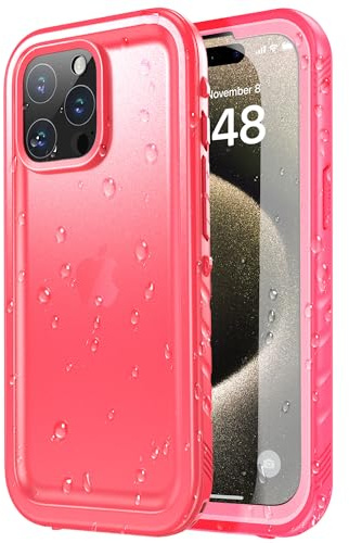 SPORTLINK Cover per iPhone 15 Pro Max Impermeabile 360 Gradi Antiurto, Rosa | Militare Protettiva Rugged Resistente Custodia Antipolvere Subacquea IP68 Waterproof, Fotocamera/Schermo Doppia Protezione