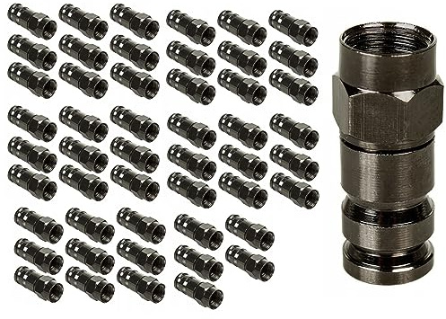 Maclean MCTV-916 - Conector de compresión F profesional RG-6 adaptador para cable de antena satélite cable coaxial negro níquel (50 unidades)