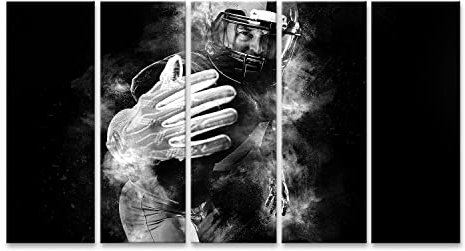 islandburner Prime Bild auf Leinwand American Football Spieler Sportler Sportler mit Helm auf Schwarz Weiß Bilder Wandbilder Poster