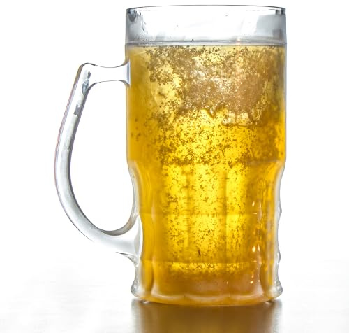 Kvota Bierkrug mit Kühlakku 0,5 L Kunststoff, Getränkekühler Kühlbecher, Bierkrug selbstkühlend, Maßkrug, Doppelwand-Krug, Partybecher (4)