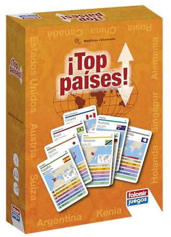 Falomir - Top Países | Viaje Educativo por el Mundo | Juego de Cartas Geográficas | a Partir de 2 Jugadores (Edad 8+)