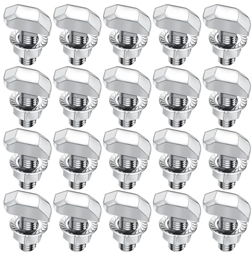 Viti a testa martello, M6 x 16, in acciaio inox, 20 pezzi, con dadi di blocco, dadi flangiati M6, per guide di montaggio solari PV, serra e fotovoltaico