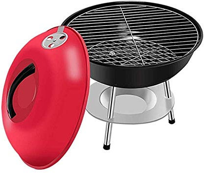BBQ Barbecue all'aperto Cucina domestica Picnic Barbecue a carbonella per più persone in acciaio inossidabile spesso con forno rotondo portatile all'aperto, 39x36 cm