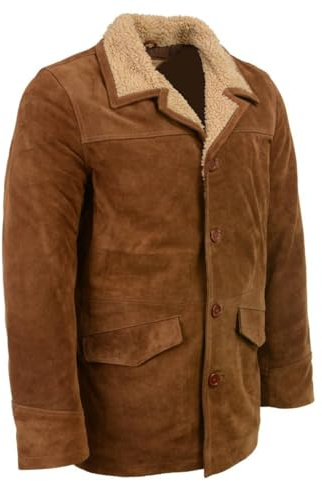 Milwaukee Leather Vintage SFM1819 Men's Western Style Long Brown Suede Leather Fashion Coat Jacket - 2X-Large