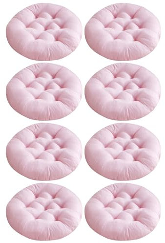Factorys 4er Set Stuhlkissen, Sitzkissen Größe rund Durchmesser: 40cm, für Indoor und Outdoor aus Cotton Dicke Polsterung Stuhlauflage (Y-8er Rosa)