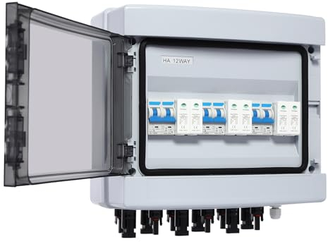 Solar PV Anschlusskasten, DC1000V Überspannungsschutz Anlage DC Trennschalter 25A Blitzschutz Leitungsschutzschalter, Photovoltaik DC Blitzschutz Erdung für PV Anlage (3 in 3 Out)