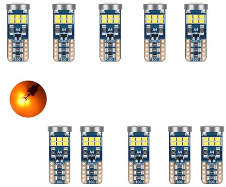 YOUNLEN T10 W5W LED (Amarillo),Canbus Sin Errores,12V,396LM,2.1W,18SMD 2016Chips,LED Luces Interiores Del AutomóVil, Luces Interiores Del AutomóVil Esperar(Paquete De 10)