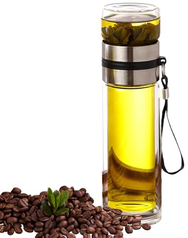 Tea Water Separation Cup - Leak-Proof Glass Infuser Bottle, Double Wall Tea Cup, Portable Water Bottle for Loose Tea, Home and Travel