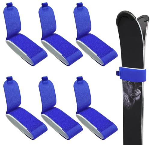 dabinzhijia 6 Piezas Ajustable Ski Carrier Strap, Fijaciones de Esquí, Correas Sujeción Esquí, Accesorio de Snowboard para Esquís y Bastones de Esquí