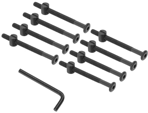 PATIKIL Vis A Tête Hexagonale Pour Lits Superposés M6 x 75mm, Kit De 8 Avec Écrous Hexagonaux Et Clé À Pipe Pour Meubles Et Lits, Noir