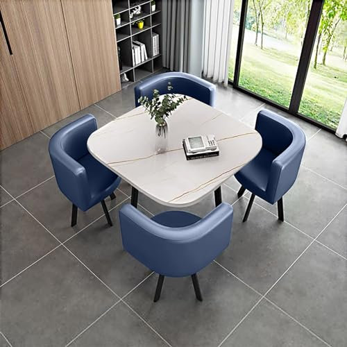 Runder Konferenztisch und Stuhl-Set, 5-teilig, rund, Frühstücksbar, Küche, Esstisch-Set für Küche/Esszimmer, 1 Tisch und 4 Stühle, 80 x 74,9 cm, modernes Design für Büro oder Zuhause
