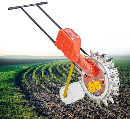 Lakenbroade Carro esparcidor de Semillas para jardín Ajustable: Capacidad de tolva de 400 ㎡/h, Marco Robusto con Revestimiento en Polvo y neumáticos a Prueba de pinchazos (Ideal para Verduras