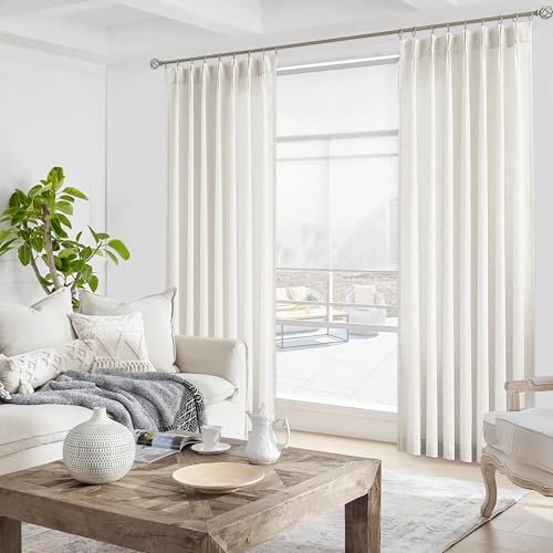 WEST LAKE Natural Pinch Pleated Sheer Curtain Panels 112 Inches Length