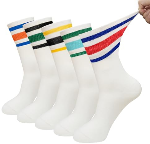 LOFIR Combed Cotton Socks Women: Seamless Crew Soft Top Socks Comfortable Breathable for Ladies Girls Hiking Walking Work 5 Pairs 3-11