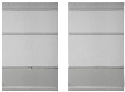 GARDINIA EASYFIX Raff-Rollo 2er-Set, Verdunklungsrollo ohne Bohren, Magnetisch, Inkl. Klettband, Raff-Gardine, Blickdicht, Grau, 80 x 140 cm BZW. 90 x 140 cm (BxH)