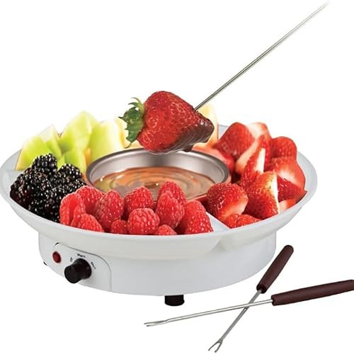 Electric Chocolate Fondue Pot Set - Melting Cheese & Candy Machine with 2 Forks, Perfect for Valentine's Day, Easter, Birthday, Wedding Parties - White Chocolate Melter & Dessert Fondue Maker