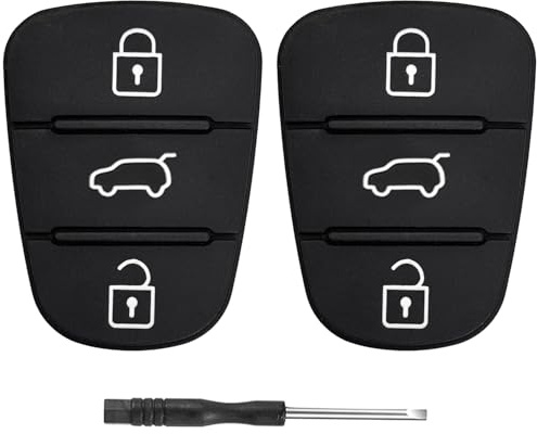 2 Stück Autoschlüssel Tastenfeld Kompatibel für Hyundai ix35 ix20 i30 i20 i10 Kia Sportage Soul Ceed Rio Picanto Venga 3 Tasten Fernbedienung Auto Schlüsselgehäuse Ersatz Gummi Schlüssel Gehäuse Hülle