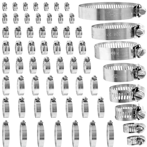 STARVAST 80Pcs Mini Colliers De Serrage À Une Oreille En Acier Inoxydable Avec 6-63mm Tailles Pince À Sertir En Continu 304 Pour Sécuriser Les Tuyaux Flexibles PEX Et L'utilisation Automobile