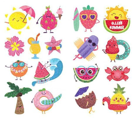 10 Sheets Glitter Temporary Tattoos | Homiladi Hawaiian Face Makeup Temporary Tattoo Stickers | Waterproof Hawaiian Themed Tattoos for Carton Pool Beach Party Festival Accessories
