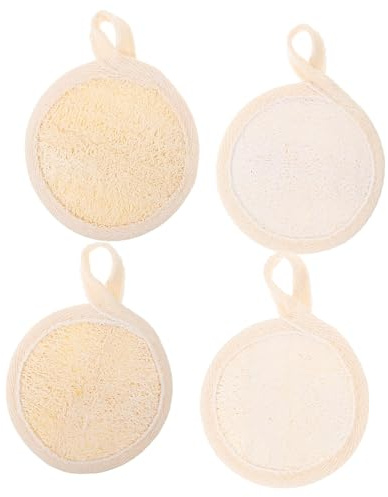 TOYZFRIENDY 4 Stck Gesichtspeeling Pads aus Natürlichem Luffa Sanfter Gesichtsreiniger für Hauttypen Wiederverwendbar Weich und Hautfreundlich für Tiefenreinigendes Peeling und Glatte