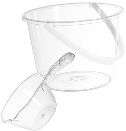 PACKOVE Seau Eau Plastique Multifonction Grand Format avec Poignée et Cuillère Seau de Lavage Polyvalent pour Maison Cuisine Salle de Bain et Jardinage