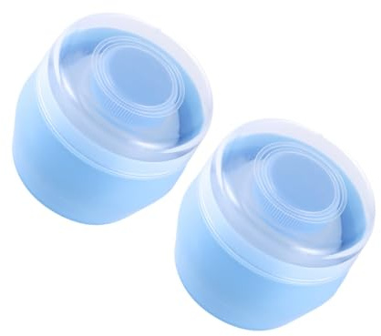 Angoily Borla para Polvos de Talco para Bebés 2 Piezas Color Azul Suave y Práctica para Aplicación Uniforme del Polvo Corporal Estuche Duradero Adecuado para Cuidado Infantil y Uso