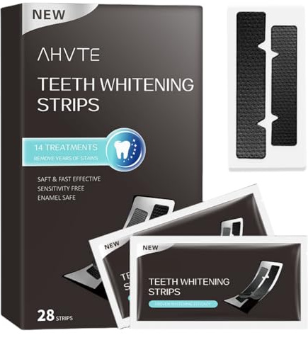 Shynova Zahnaufhellungsstreifen – Set zur Zahnaufhellung der Zähne, 28 Streifen, Teeth Whitening Strips für zu Hause – Anti-Flecken, Kaffee, Tee, Tabak, sanfte Formel für empfindliche Zähne