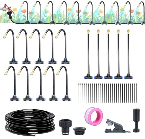 Aartner 360° Curved Garden Automatic Irrigation System, Watering System Garden, Greenhouse Plants, Raised Bed Irrigation Drip Irrigation for Landscape, Flower Bed and Patio Plants (15M)