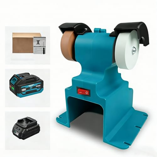 Meuleuse d‘Établi 200W, avec Carénage Renforcé et Base Antidérapante - Pour Affûtage, Dérouillage et Polissage - Idéal pour l’Entretien des Couteaux, Outils et Projets DIY (A)
