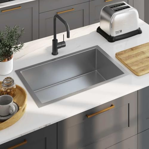 Lavabo da cucina,Lavello da incasso fatto a mano in acciaio inox per cucina, bagno, lavanderia, facile da montare