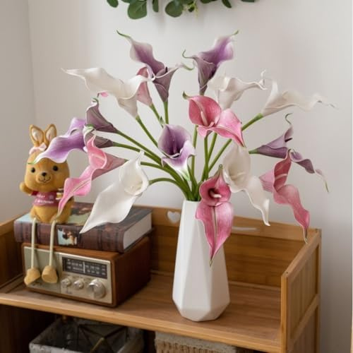 Realistische künstliche Calla-Lilien, 10 Stück, für Heimdekoration, Tischdekoration, Vasenfüller, leicht und langlebig, EVA-Konstruktion (hellgrün)