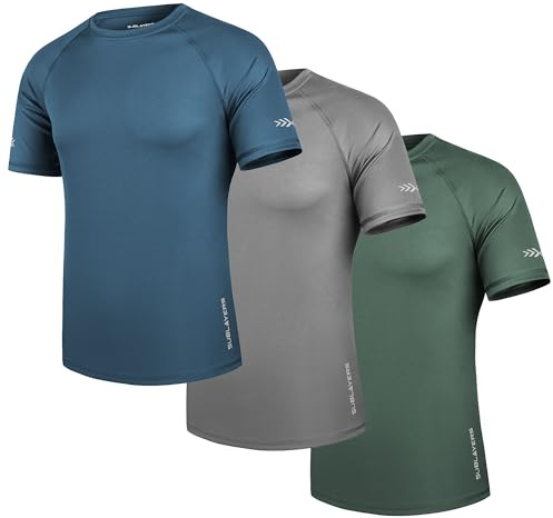 Mens Sports T-Shirts 3 Pack Breathable Moisture Wicking Quick Dry Gym Running Tops for Men Training Fitness Hiking & Leisure Short Sleeve Tops