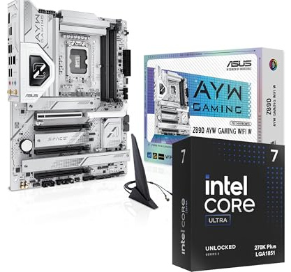 Micro Center CPU Motherboard Combo -Intel Core Ultra 7 270K Plus 24 cores up to 5.5 GHz Desktop Processor with Asus Z890 AYW Gaming WiFi W LGA 1851 ATX Motherboard