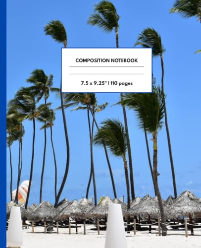Composition Notebook: Beach Island Palm Tree Notebook for Kids 110 pages, 7.5 x 9.25
