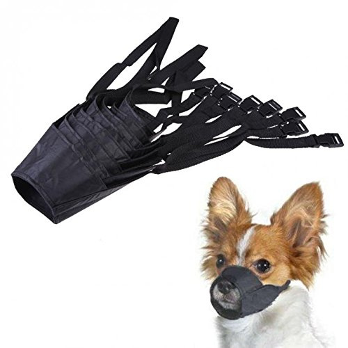 Doggie Style Store schwarzer weicher Maulkorb aus Nylon für Hunde, Welpen, gegen Bellen und Beißen, verstellbar, angenehme Schnauzenmaske