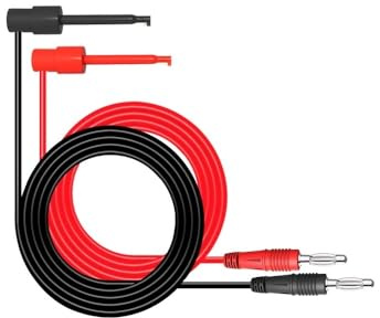 Aofan 2 Stück Multimeter 4 mm Bananenstecker zu Test Haken Clip Prüfkabel Sonde Kabel 1M Länge rot schwarz