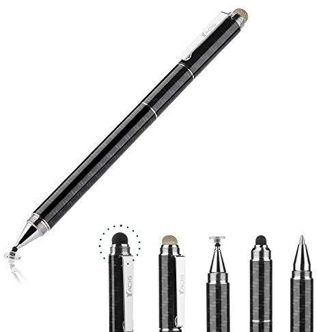 Yacig Kapazitiver Stylus Pen, 4-in-1 Hohe Empfindlichkeit und Präzision Touchscreen Stylus klare Disc Spitze, kompatibel mit Universal-Touchscreen-Geräten, Schwarz