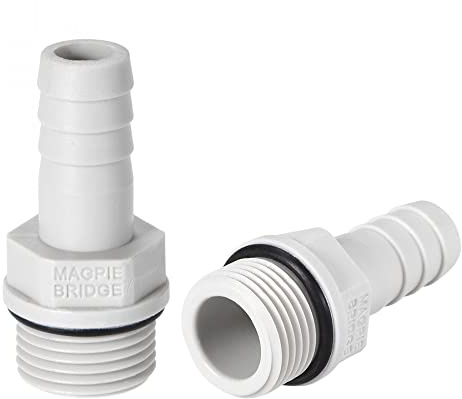 sourcing map PVC Barb Hose Fitting Connector Adapter 10mm or 25/64 Barbed x 3/8 G Male Pipe 2pcs