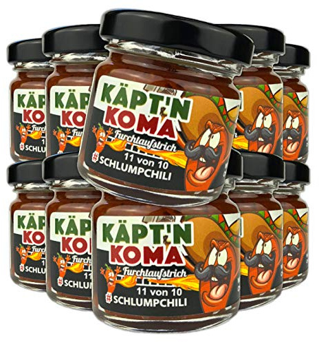 Schlump-Chili Käpt'n Koma schärfste Chili Paste mit Carolina Reaper und Ingwer Set ULTRA SCHARF! (10 x 35g)
