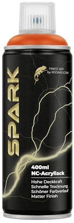SPARK Sprühdose 400ml – Matte Sprühfarbe für Künstler, DIY, Modellbau & Möbel – Hohe Deckkraft, schnelltrocknende Spraydose - Orange