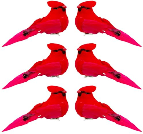 Artificial Birds Cardinals Red Artificial Bird with Clips for Park Decoration Garden Christmas Tree Ornaments