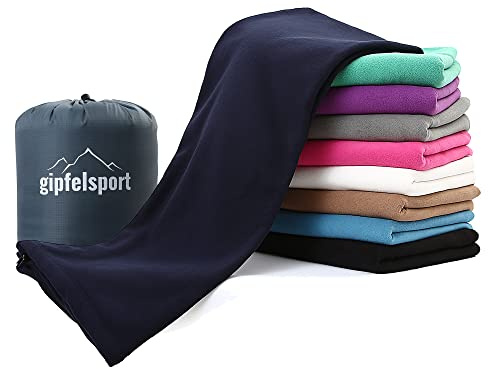 Mikrofaser Fleece Decke mit Schlafsackfunktion I Größe 185 x 150cm, 690 g I Microfaser Camping Deckenschlafsack I Navy