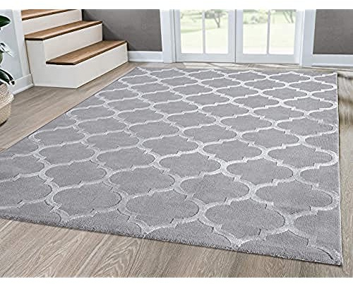Mia's Teppiche Anna Wohnzimmer Teppich, Kurzflor, Grau, 200x290 cm