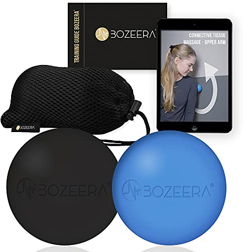 [LACROSSE BALL MASSAGE - 2ER SET] Lacrosse Massageball Set – Gummi Ball – Faszienball Set -Triggerpunkt Therapie -2x Lacross Ball 6 cm Inkl. GRATIS Video-anleitung, Booklet & Tasche