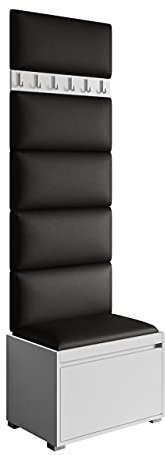 Mirjan24 Garderoben-Set Najas 60 II, Schuhschrank + Kleiderhakenbrett, 6 Kleiderhaken, Flurgarderobe, Wandgarderobe, Schrank (Soft 011, 6 Stück gepolsterte Wandpaneele Samit 60 x 30 cm)
