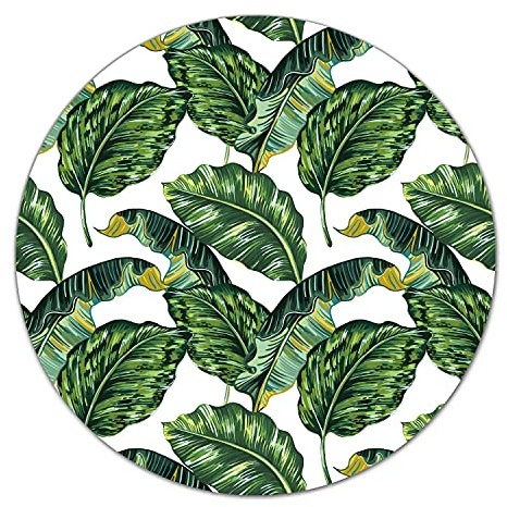 Coloray Glass Chopping Board Cutting Board Protection Splashback for Kitchen ⌀ 15.8 inch/fi 40cm Worktop Saver Tempered Safety Glass - Monstera Green Exotic Watercolour