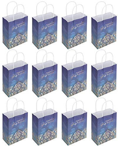 12Pcs Ramadan Geschenktüten, Eid Mubarak Papier Geschenktüten, Geschenkpapiertüten für Eid Party Decoraton(#1)