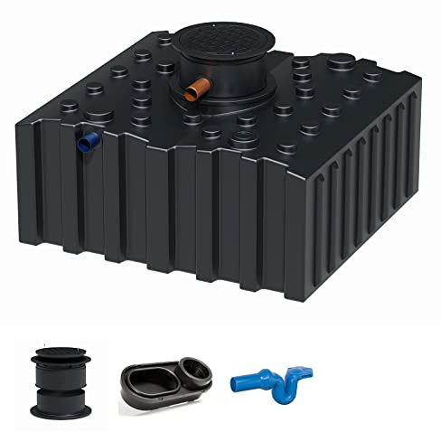 GreenLife Zisterne Flachtank 5000 Liter Basis inkl. Ausgleichsdom, Zisternendeckel, beruhigtem Zulauf und Überlaufsiphon - Regenwasserbehälter BZW. Regenwassertank unterirdisch für Regenwasser